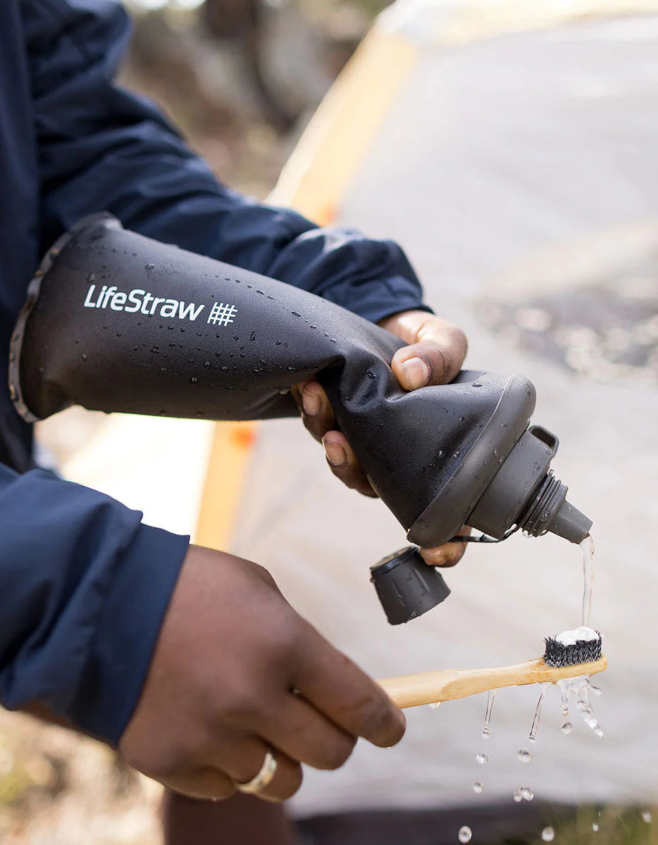 Life Straw Peak Collapsible Squeeze Bottle - 1L / Dark Gray - Mansfield Hunting & Fishing - Products to prepare for Corona Virus