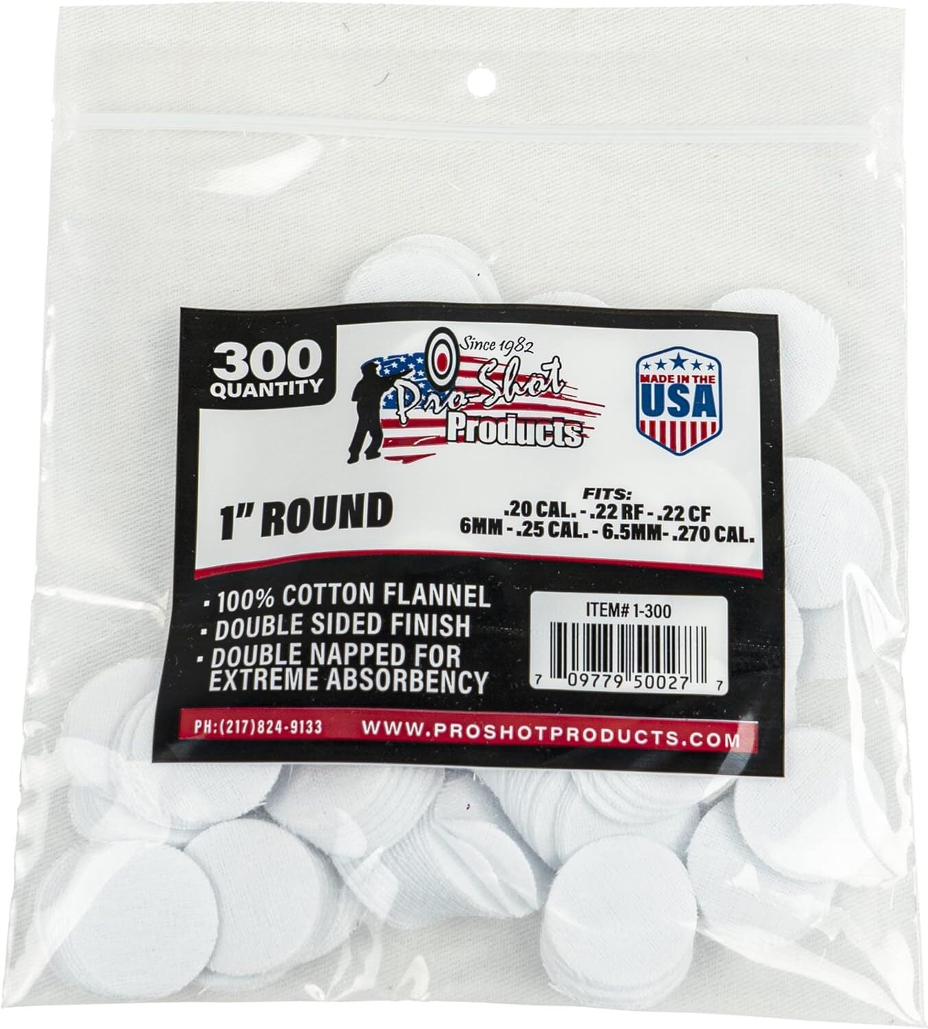 Pro Shot 22-270 cal Patches 300PK - - Mansfield Hunting & Fishing - Products to prepare for Corona Virus