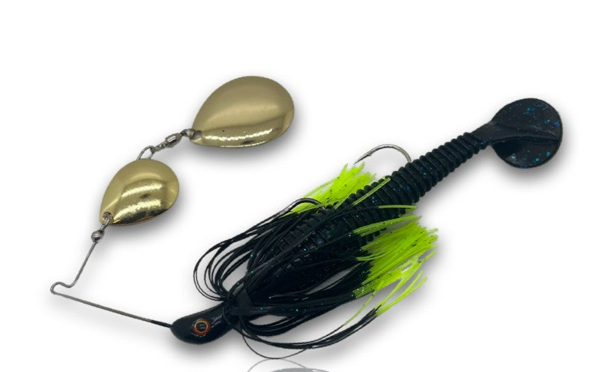 Spin Wright 1/2oz Spinner Bait Rigged With 6 Inch Plastic - 1/2OZ / BLACK GREEN - Mansfield Hunting & Fishing - Products to prepare for Corona Virus