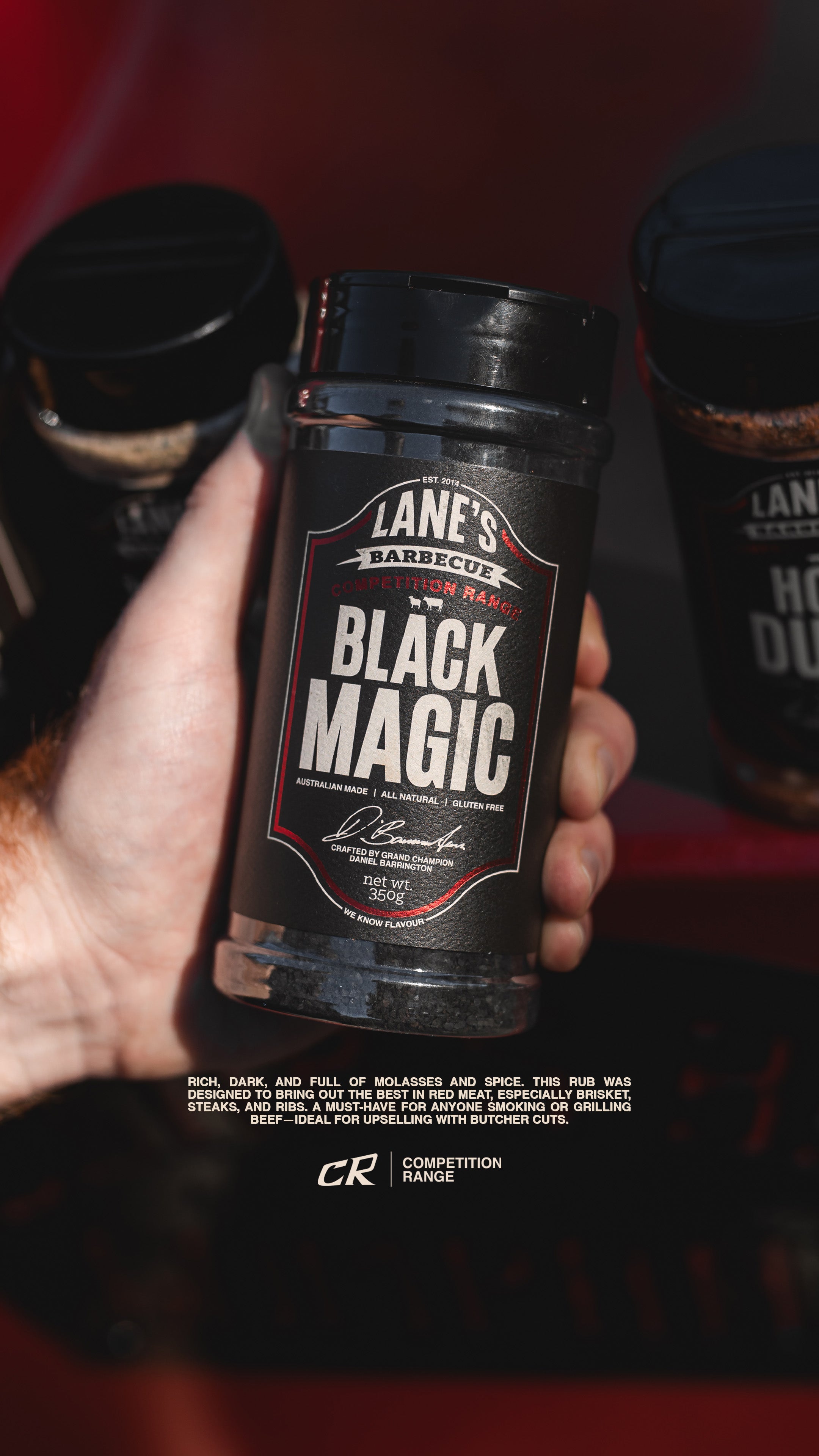 Lanes BBQ Comp Range Seasonings- Black Magic 330g - - Mansfield Hunting & Fishing - Products to prepare for Corona Virus