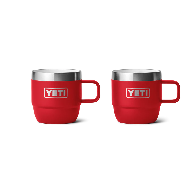 Yeti Rambler 6oz Stackable Expresso Mug - 2 Pk (177ml) - 6OZ / RESCUE RED - Mansfield Hunting & Fishing - Products to prepare for Corona Virus