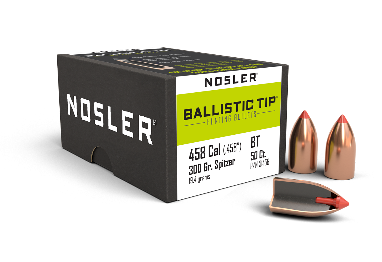 Nosler 458 300gr Ballistic Tip 50pk - - Mansfield Hunting & Fishing - Products to prepare for Corona Virus