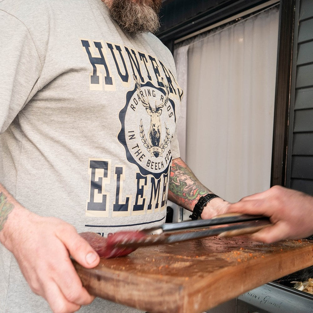 Hunters Element Roaring Reds Tee - Grey Marle - - Mansfield Hunting & Fishing - Products to prepare for Corona Virus