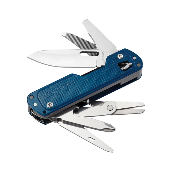 Leatherman FREE T4 Compact Pocket Knife - Navy - - Mansfield Hunting & Fishing - Products to prepare for Corona Virus