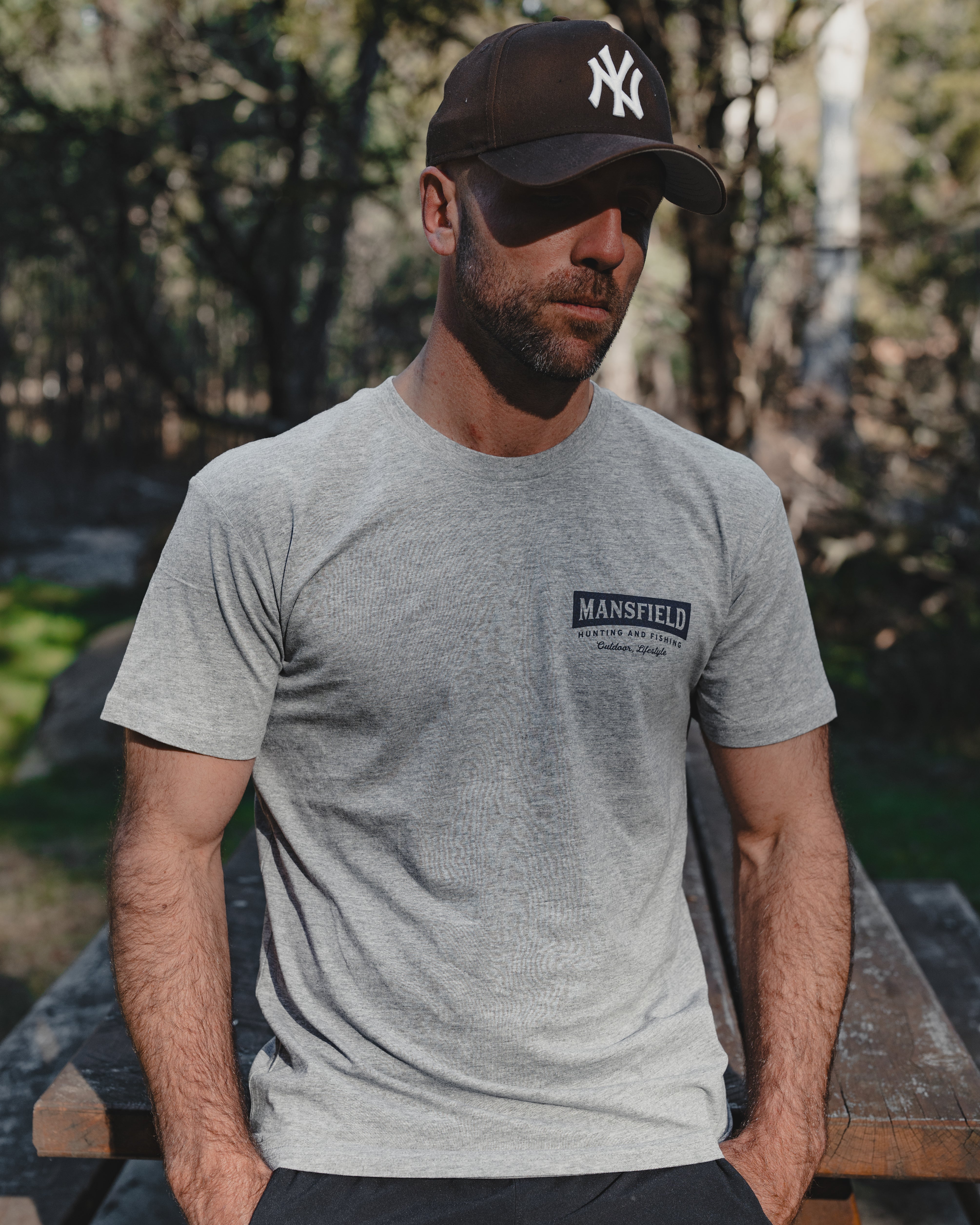 MHF Mens Outdoors Tee - Grey Marle - XS / GREY MARLE - Mansfield Hunting & Fishing - Products to prepare for Corona Virus