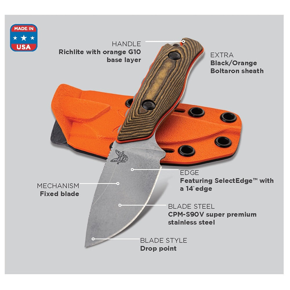Benchmade Hidden Canyon Hunter S90V Steel Fixed Blade Knife - - Mansfield Hunting & Fishing - Products to prepare for Corona Virus