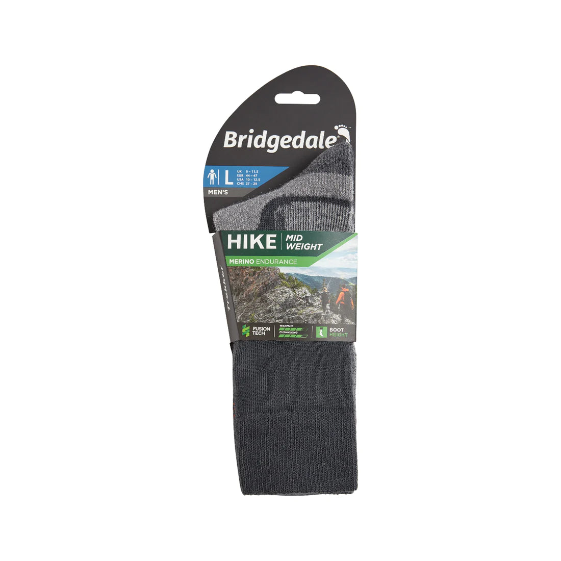 Bridgedale Hike Midweight Merino Performance Sock - Gunmetal - S / GUN METAL GREY - Mansfield Hunting & Fishing - Products to prepare for Corona Virus