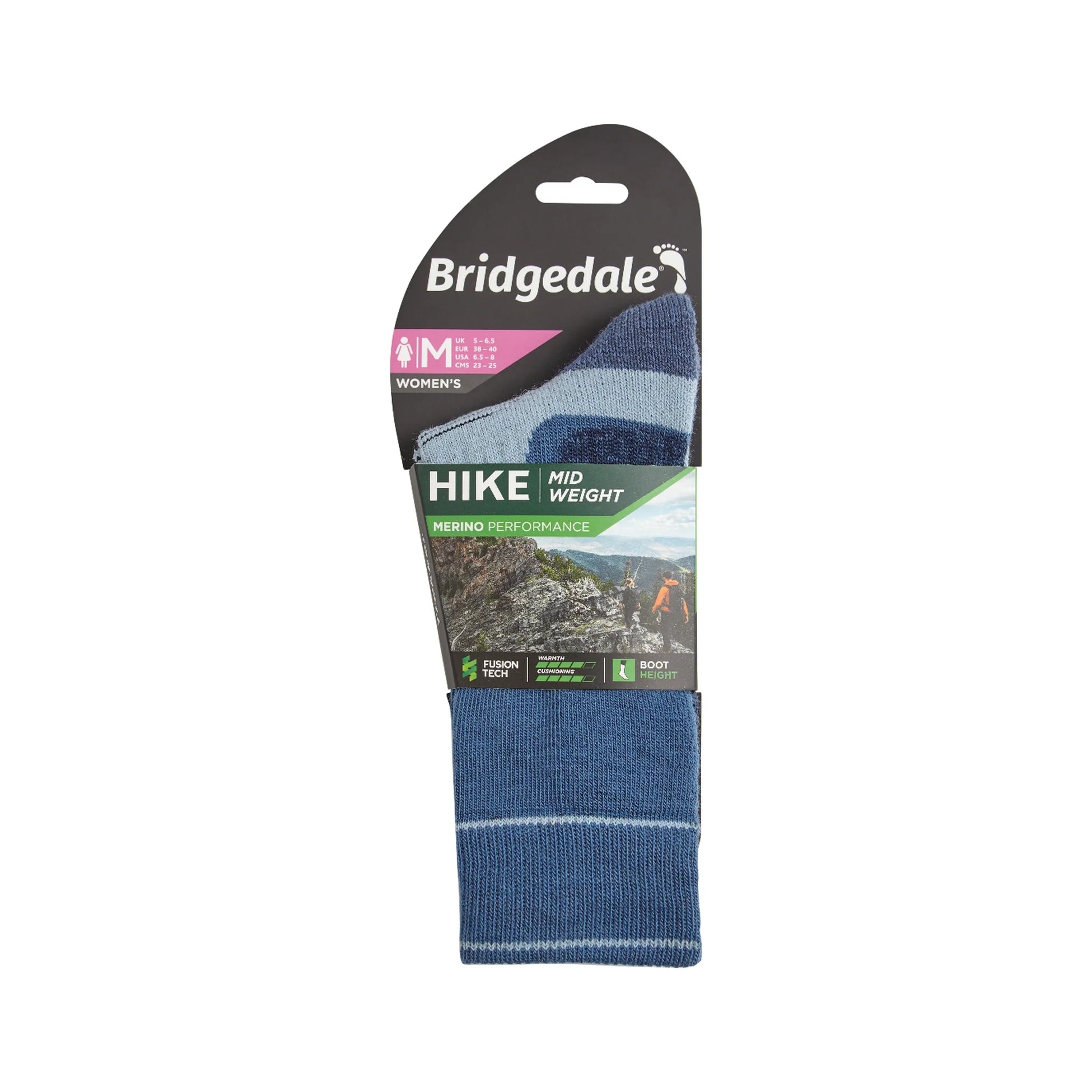 Bridgedale Hike Midweight Merino Performance Women's Sock - Blue Sky -  - Mansfield Hunting & Fishing - Products to prepare for Corona Virus