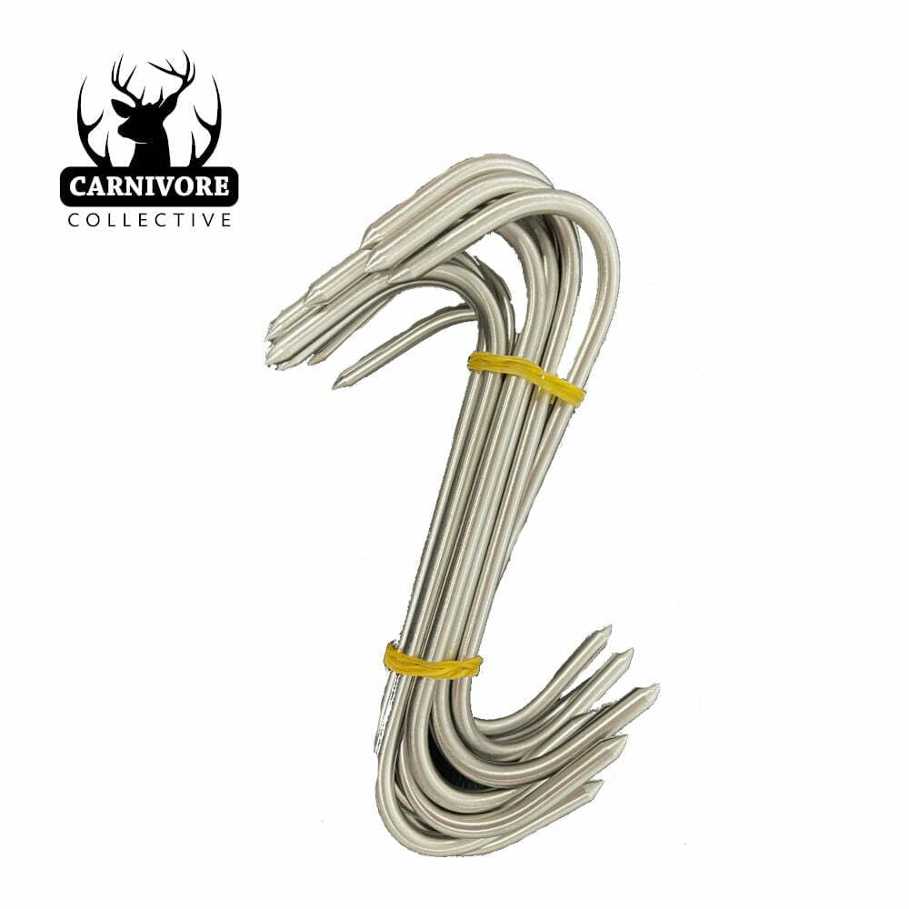 Carnivore Collective 10 x 6 inch Stainless Hooks - - Mansfield Hunting & Fishing - Products to prepare for Corona Virus