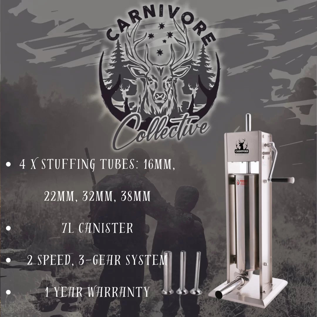 Carnivore Collective 7L Vertical Sausage Stuffer - - Mansfield Hunting & Fishing - Products to prepare for Corona Virus