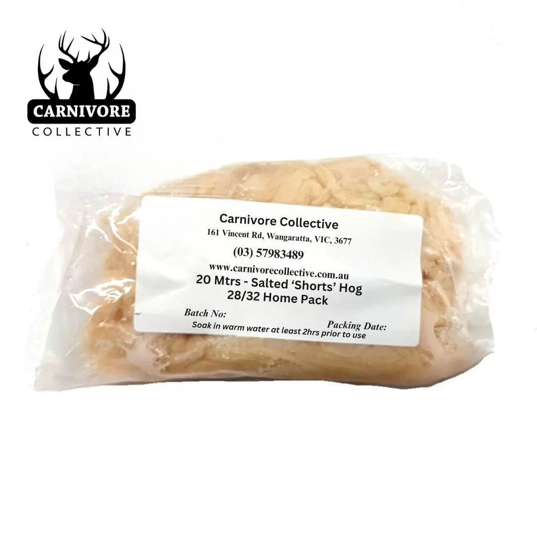 Carnivore Collective 28-32mm Natural Hog Casings 20m pack - - Mansfield Hunting & Fishing - Products to prepare for Corona Virus