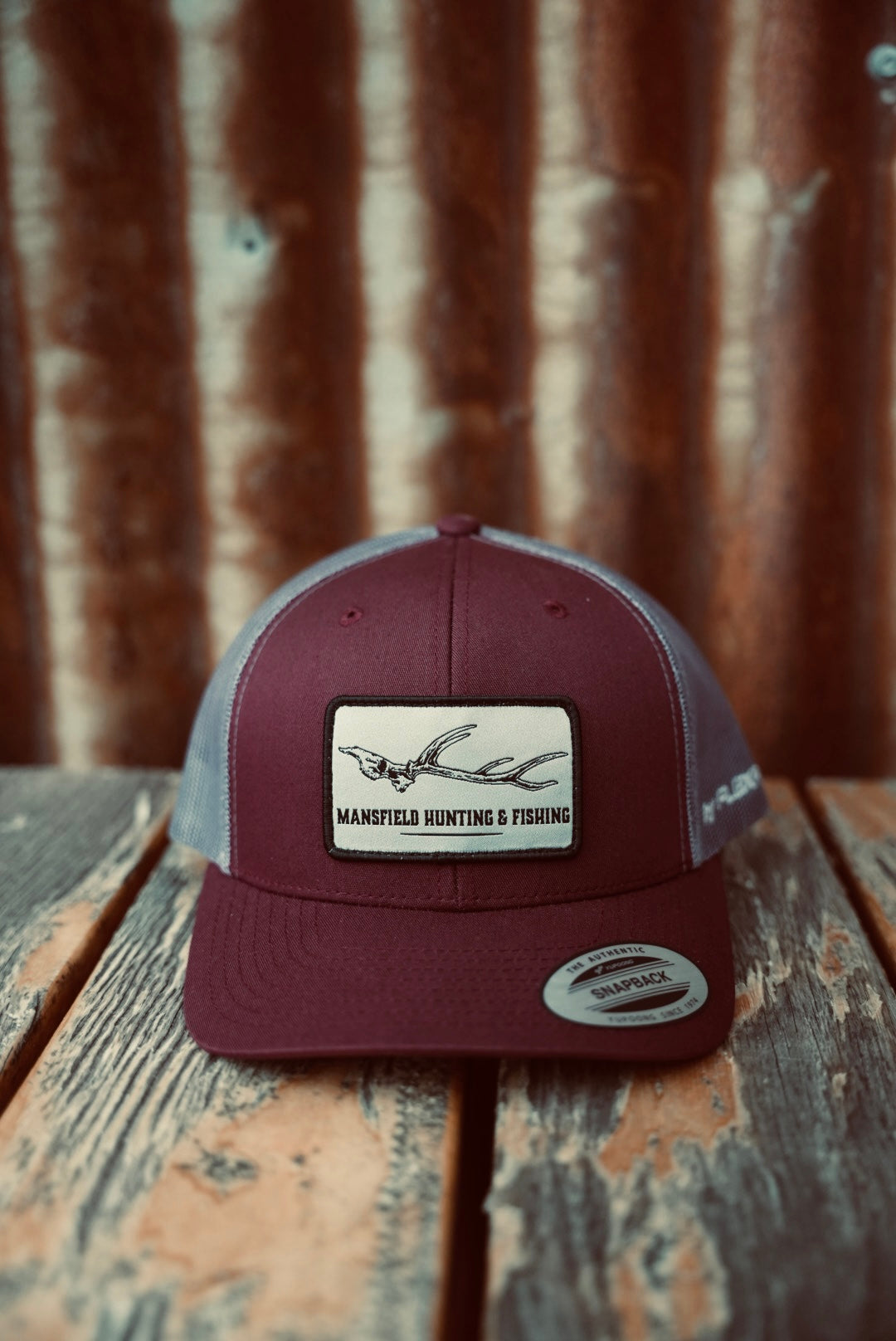 MHF Euro Skull Maroon/Grey Cap - - Mansfield Hunting & Fishing - Products to prepare for Corona Virus
