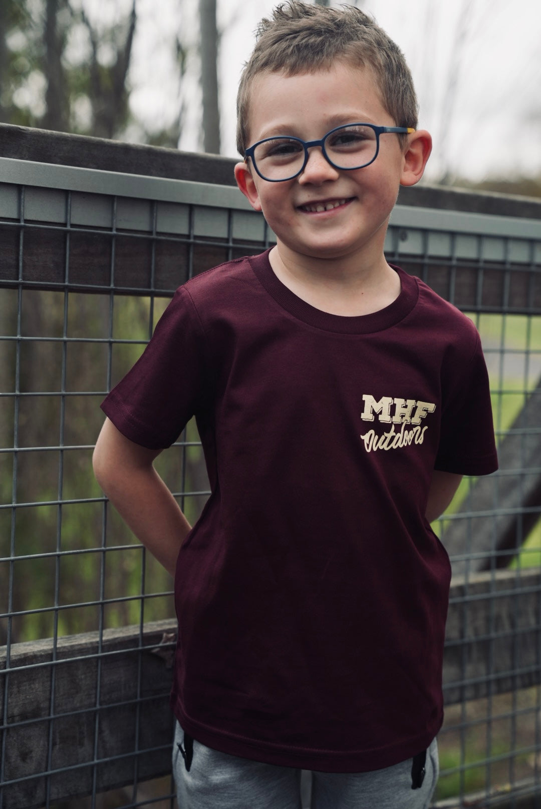 MHF Kids Wild Aussie Tee - Burgundy - - Mansfield Hunting & Fishing - Products to prepare for Corona Virus