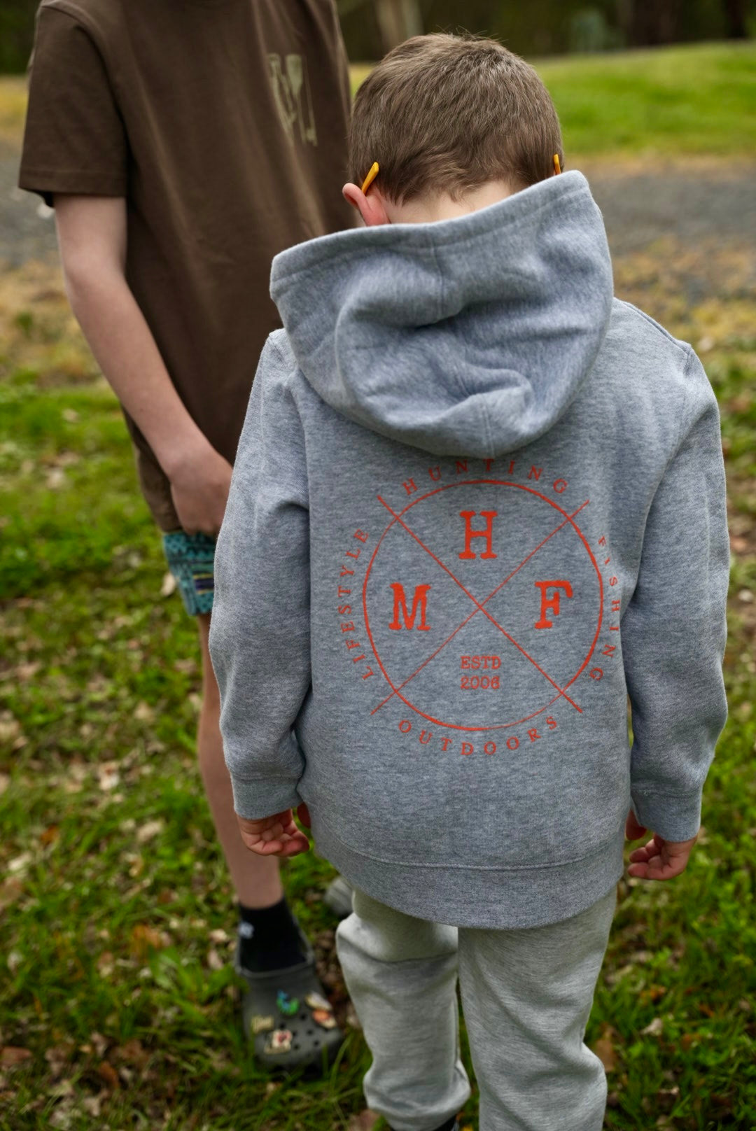 MHF Kids Lifestyle Hoodie - Grey Marle/Orange