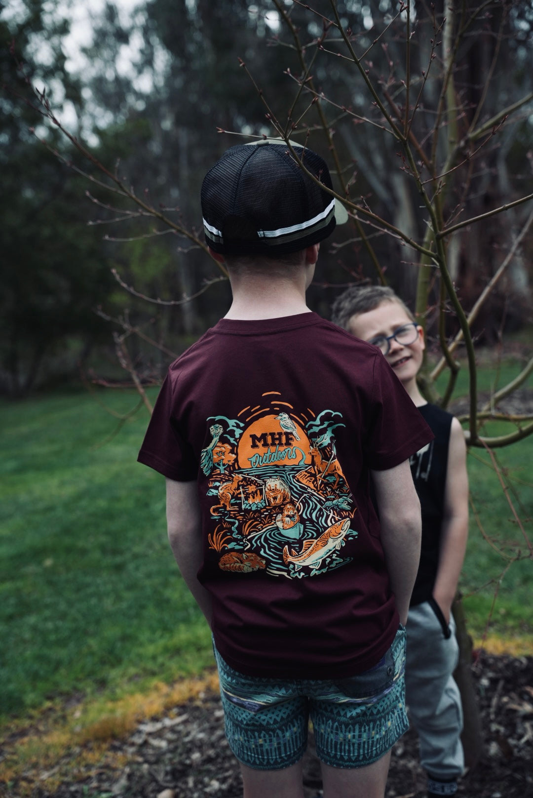 MHF Kids Wild Aussie Tee - Burgundy - - Mansfield Hunting & Fishing - Products to prepare for Corona Virus