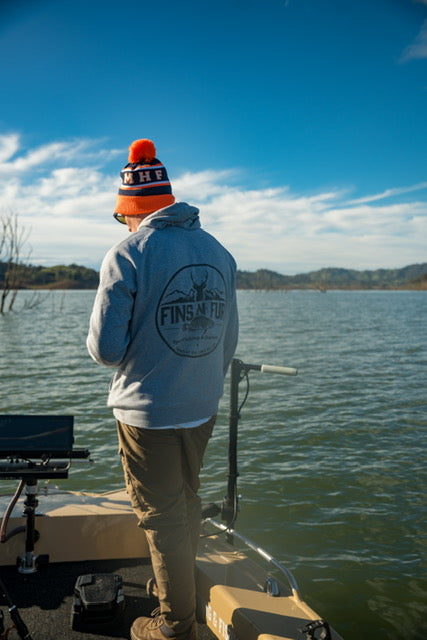 MHF Outdoors Pom Pom Beanie - Blaze Orange/Navy - - Mansfield Hunting & Fishing - Products to prepare for Corona Virus