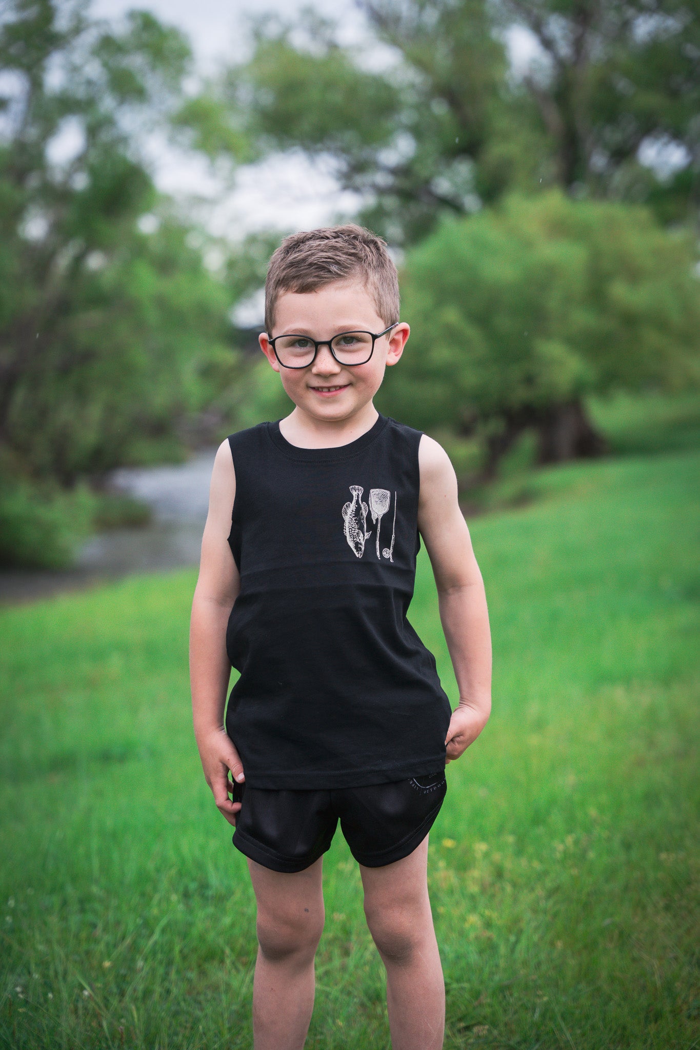 MHF Kids Freshwater Singlet - Black - 2 / BLACK - Mansfield Hunting & Fishing - Products to prepare for Corona Virus