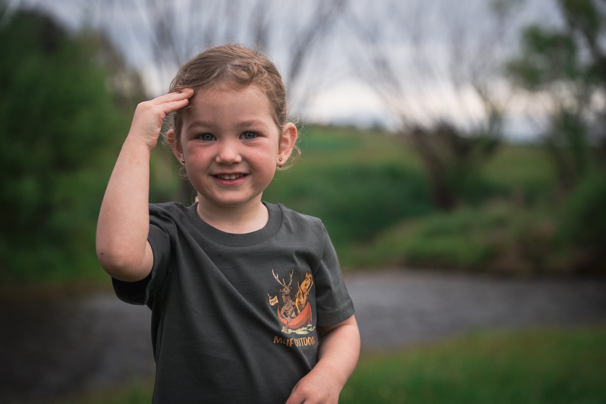 MHF Kids Wild Waters Tee - Charcoal - - Mansfield Hunting & Fishing - Products to prepare for Corona Virus
