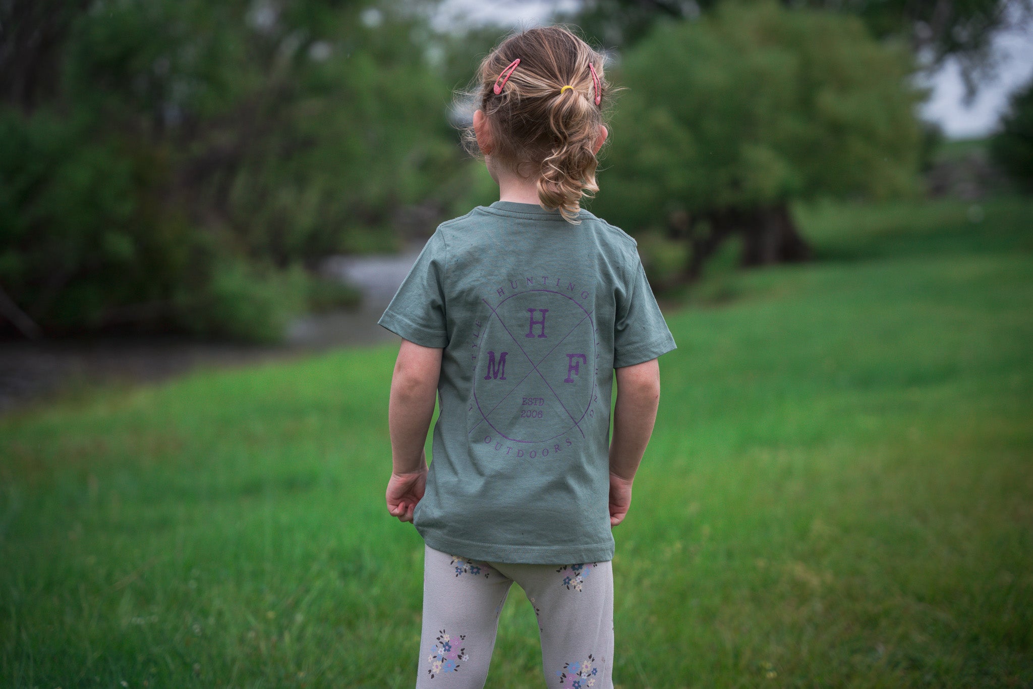 MHF Kids Lifestyle T-Shirt - Sage/Fuscia - - Mansfield Hunting & Fishing - Products to prepare for Corona Virus