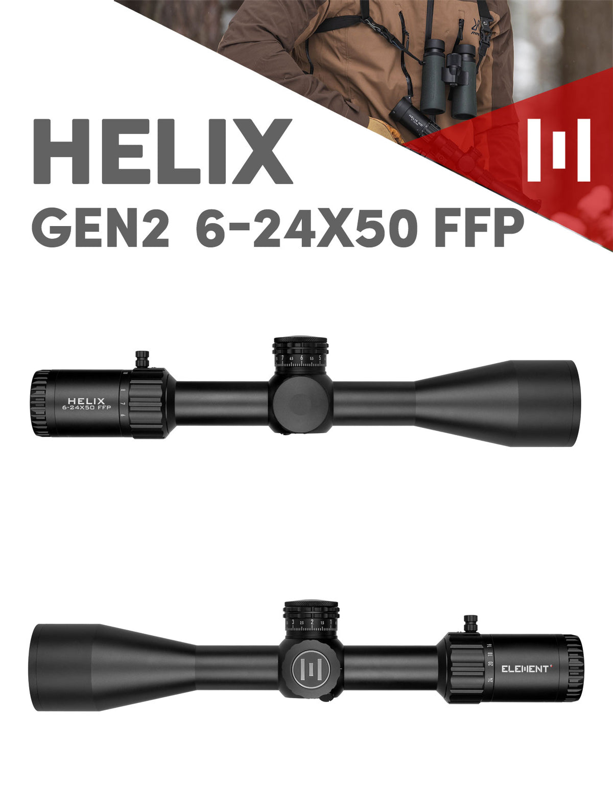 Element Optics Helix Gen 2 6-24x50 FFP APR-2D MRAD - - Mansfield Hunting & Fishing - Products to prepare for Corona Virus