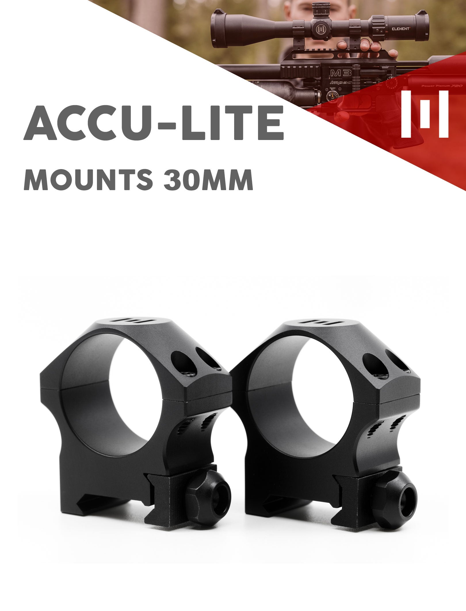 Element Accu-lite Rings Extra High 30mm (35mm) - - Mansfield Hunting & Fishing - Products to prepare for Corona Virus