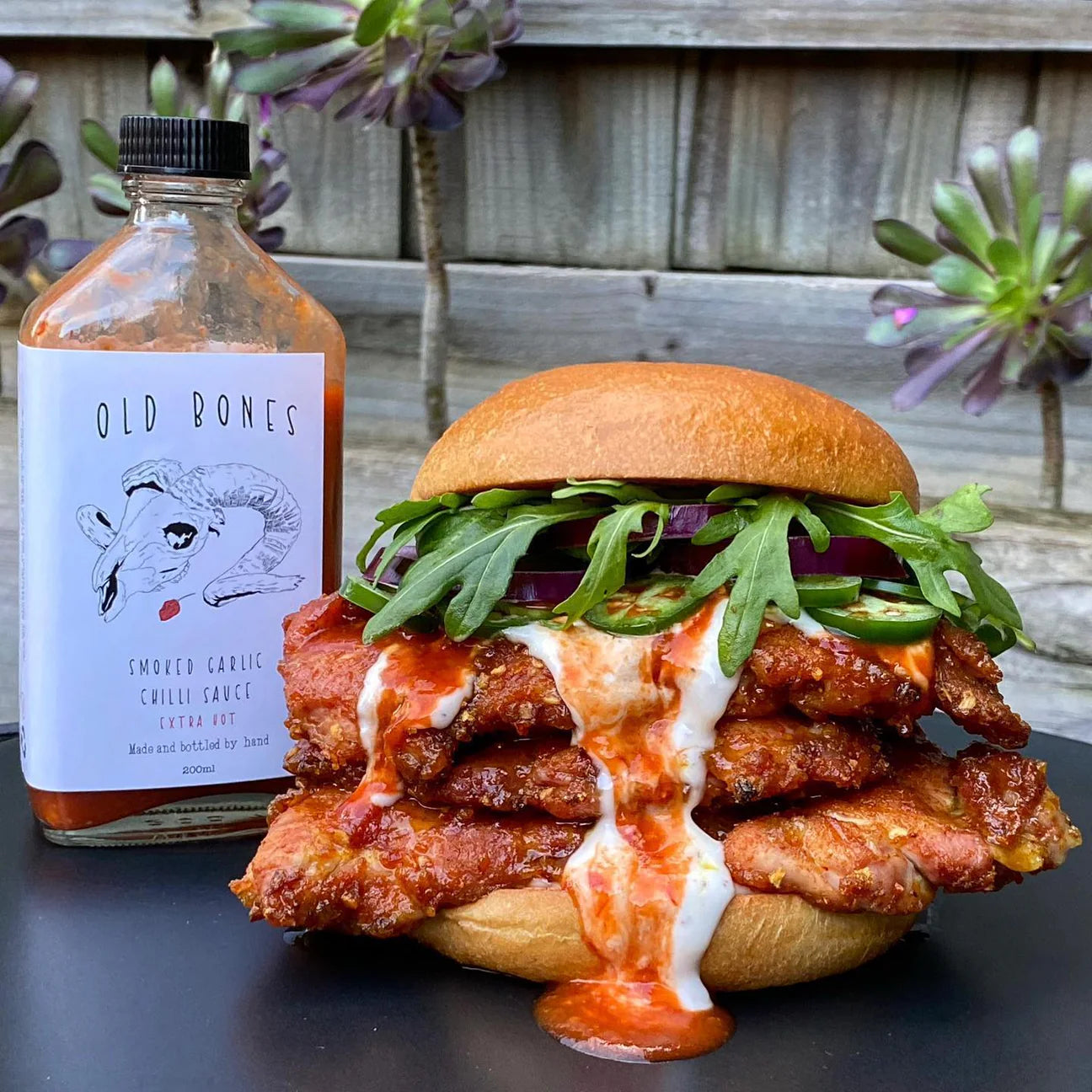 Old Bones Smoked Garlic Chilli EX HOT Sauce - 200ml - - Mansfield Hunting & Fishing - Products to prepare for Corona Virus