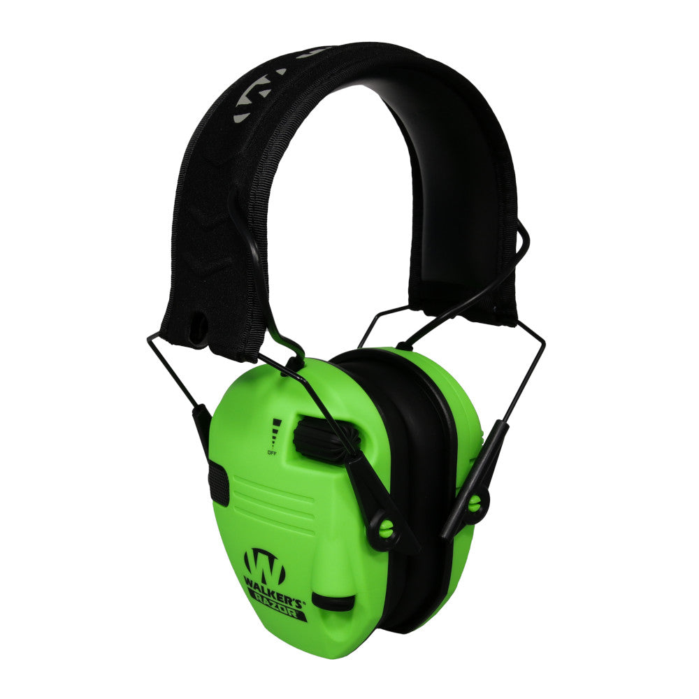 Walker's Raxor Slim Electronic Earmuff Hi Viz Green - - Mansfield Hunting & Fishing - Products to prepare for Corona Virus