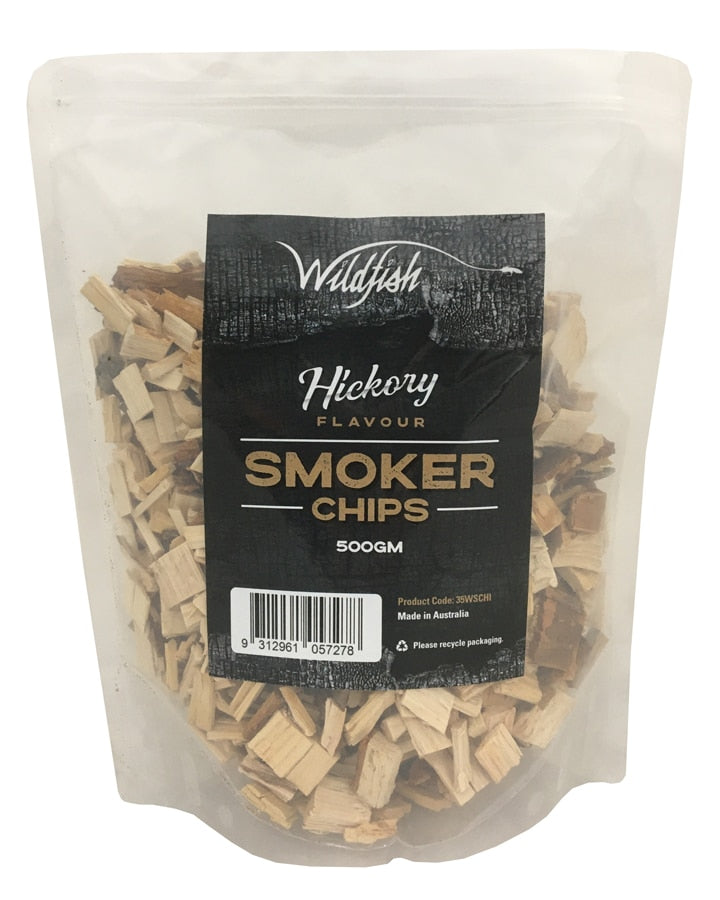 Wildfish Smoker Chips 500gm -Hickory - - Mansfield Hunting & Fishing - Products to prepare for Corona Virus