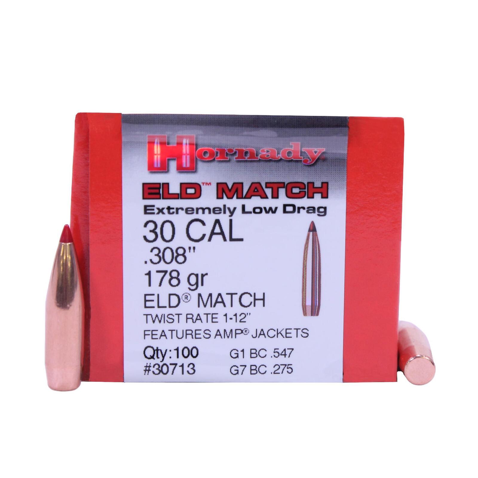Hornady .308 Cal 178gr Eld-M 100pk -  - Mansfield Hunting & Fishing - Products to prepare for Corona Virus