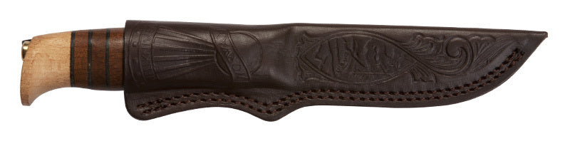 Helle-Sigmund 107mm S/S Birch, Leather & Oak Handle - - Mansfield Hunting & Fishing - Products to prepare for Corona Virus