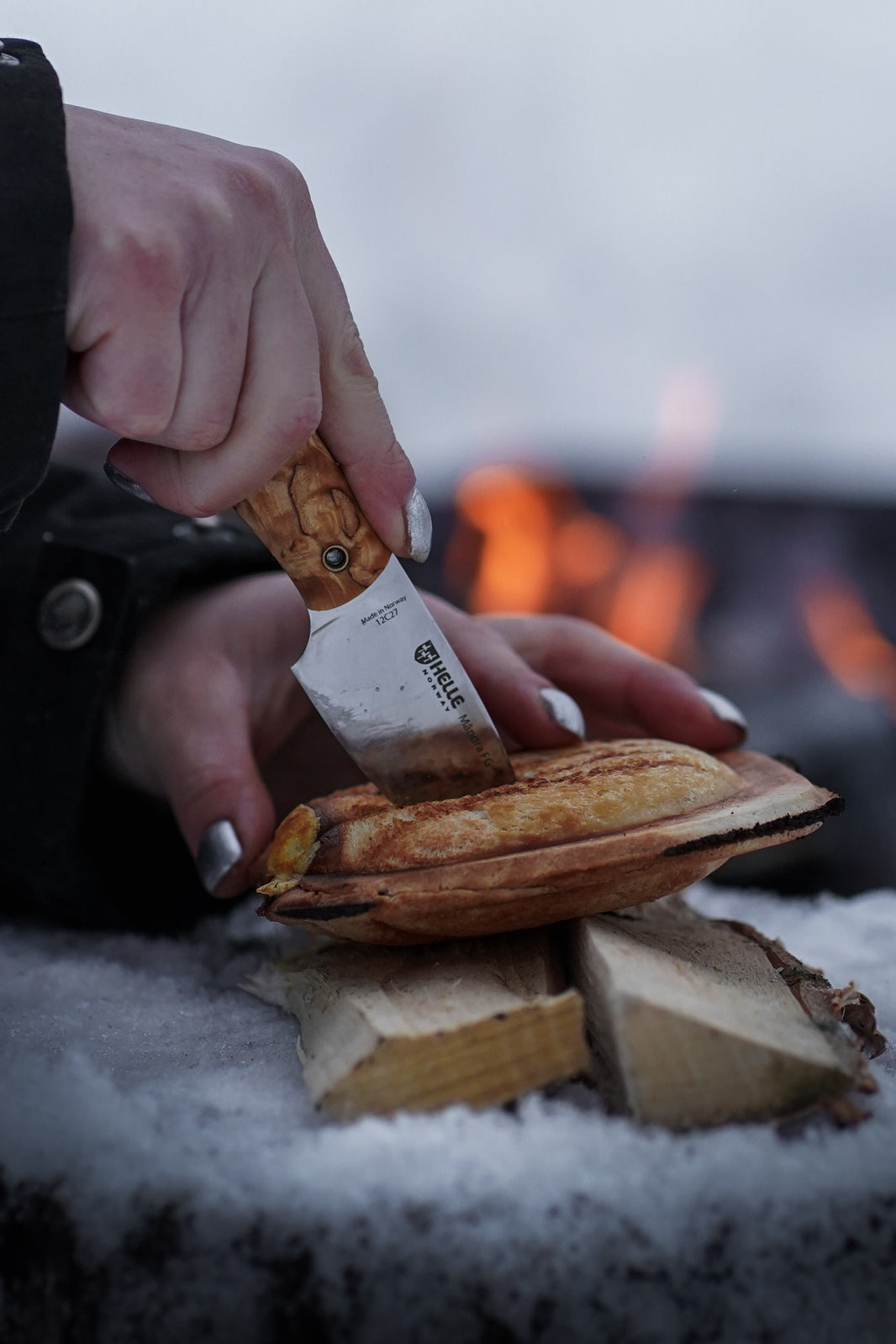 Helle Mandra FG - Curly Birch & White Liners Handle - - Mansfield Hunting & Fishing - Products to prepare for Corona Virus