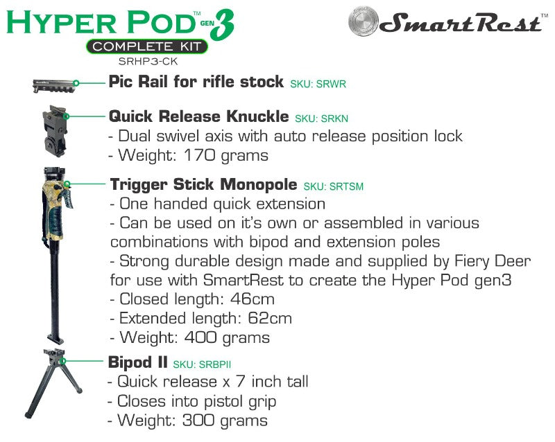Smart Rest HyperPod Gen 3- Complete Kit 4pc - - Mansfield Hunting & Fishing - Products to prepare for Corona Virus