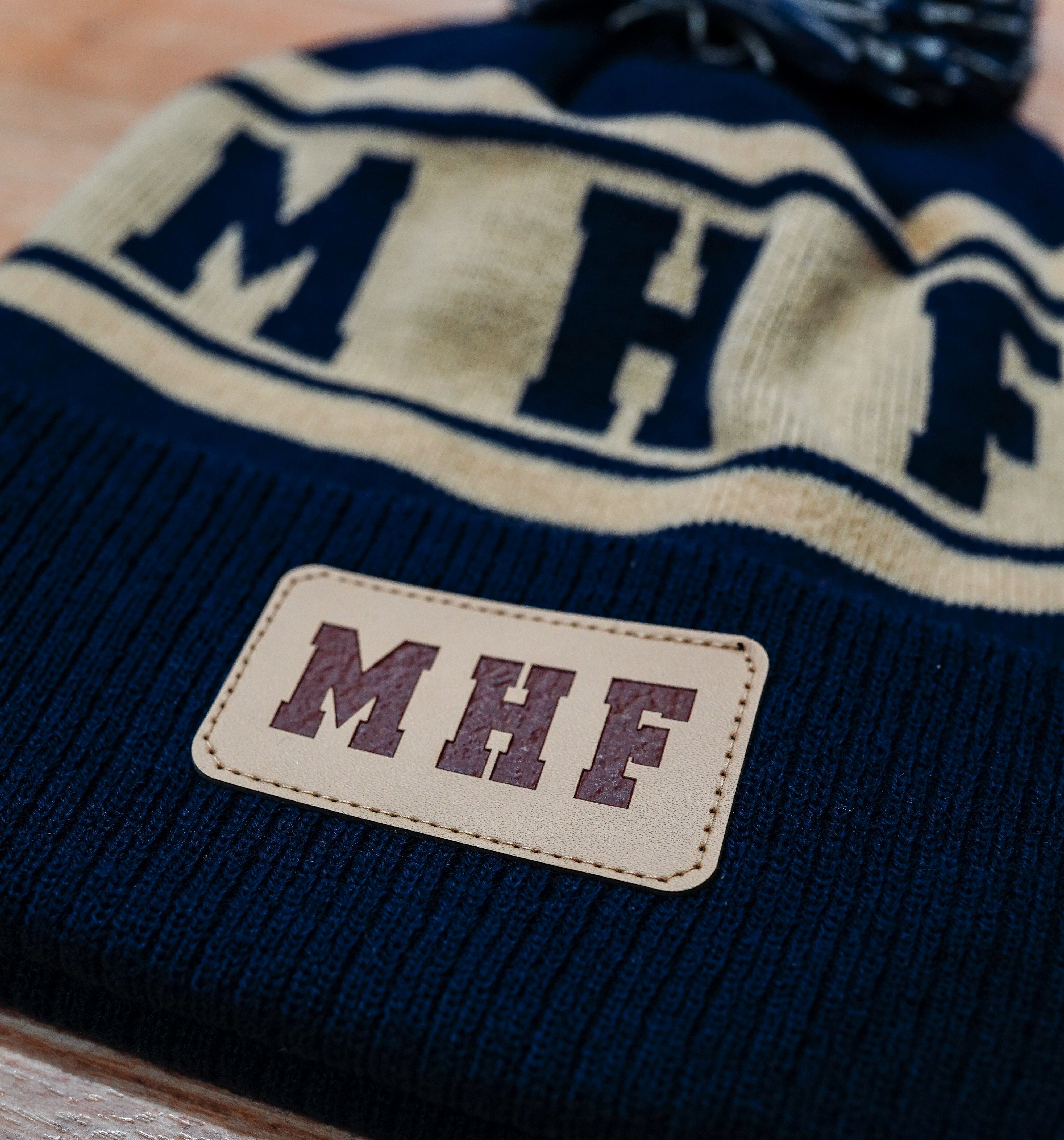 MHF Patch Beanie - Navy/Tan -  - Mansfield Hunting & Fishing - Products to prepare for Corona Virus