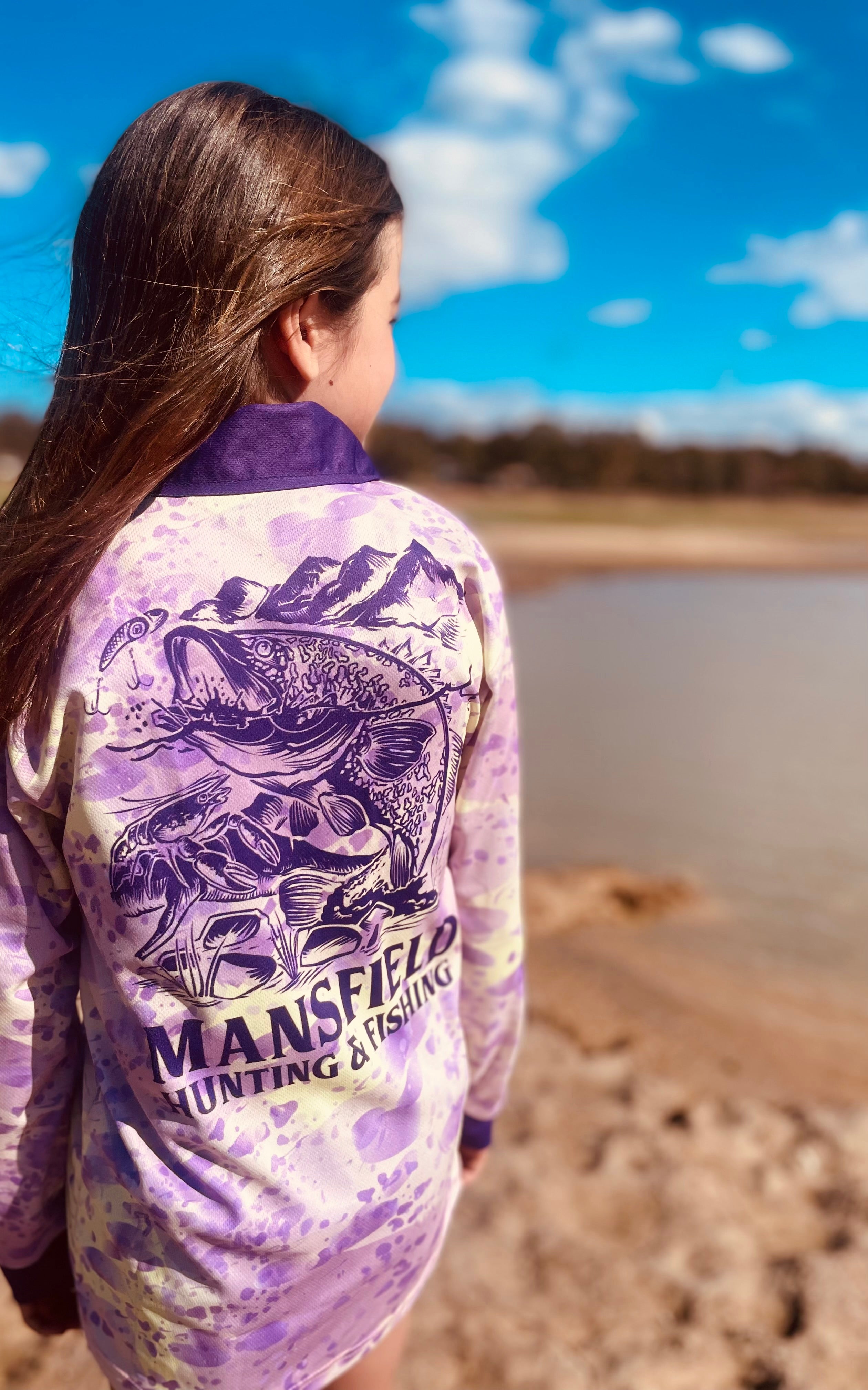 MHF Kids Cod Fishing Shirt - UV50 - Lilac/Yellow - 2 / LILAC/YELLOW - Mansfield Hunting & Fishing - Products to prepare for Corona Virus