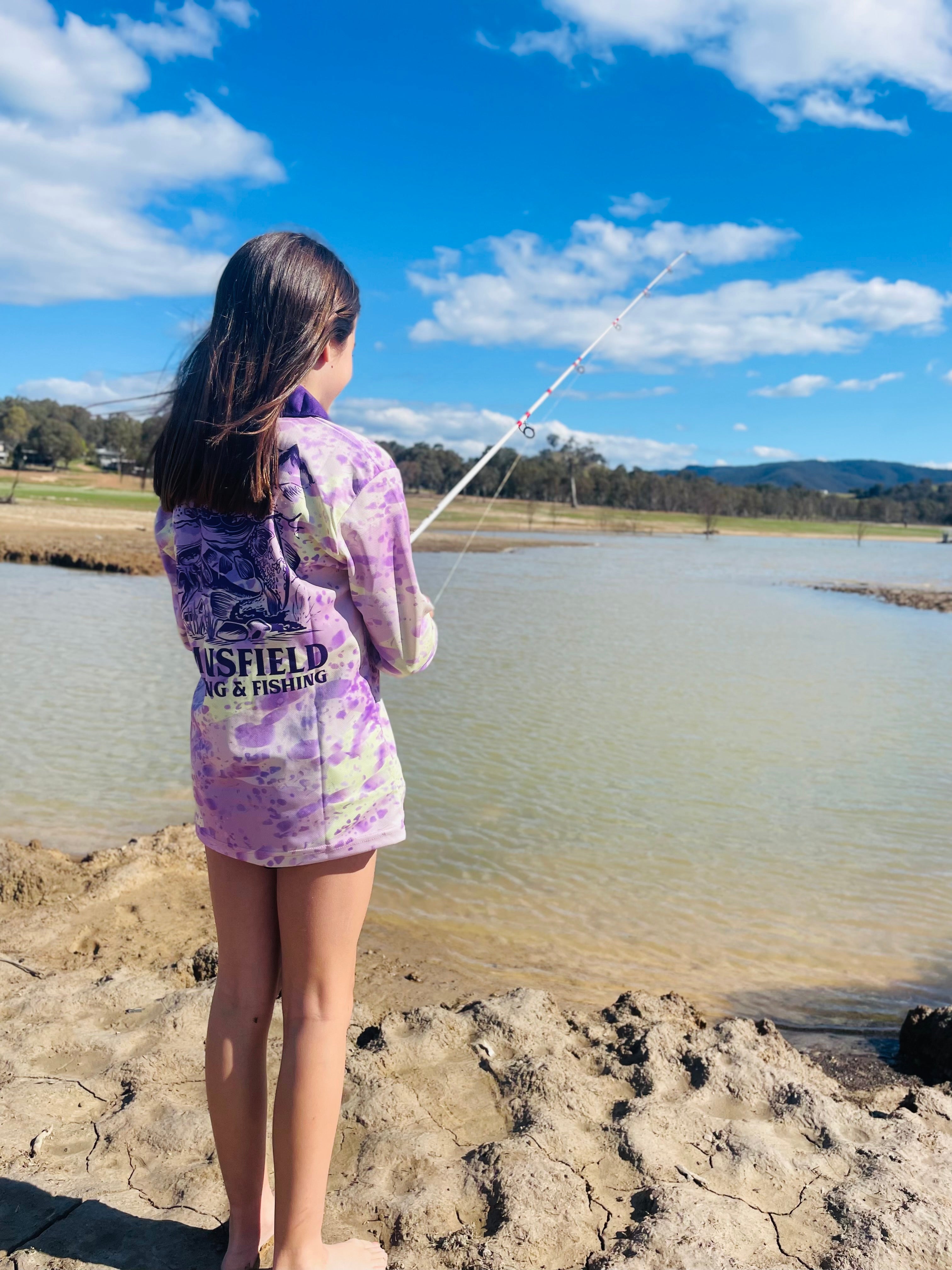 MHF Kids Cod Fishing Shirt - UV50 - Lilac/Yellow - - Mansfield Hunting & Fishing - Products to prepare for Corona Virus