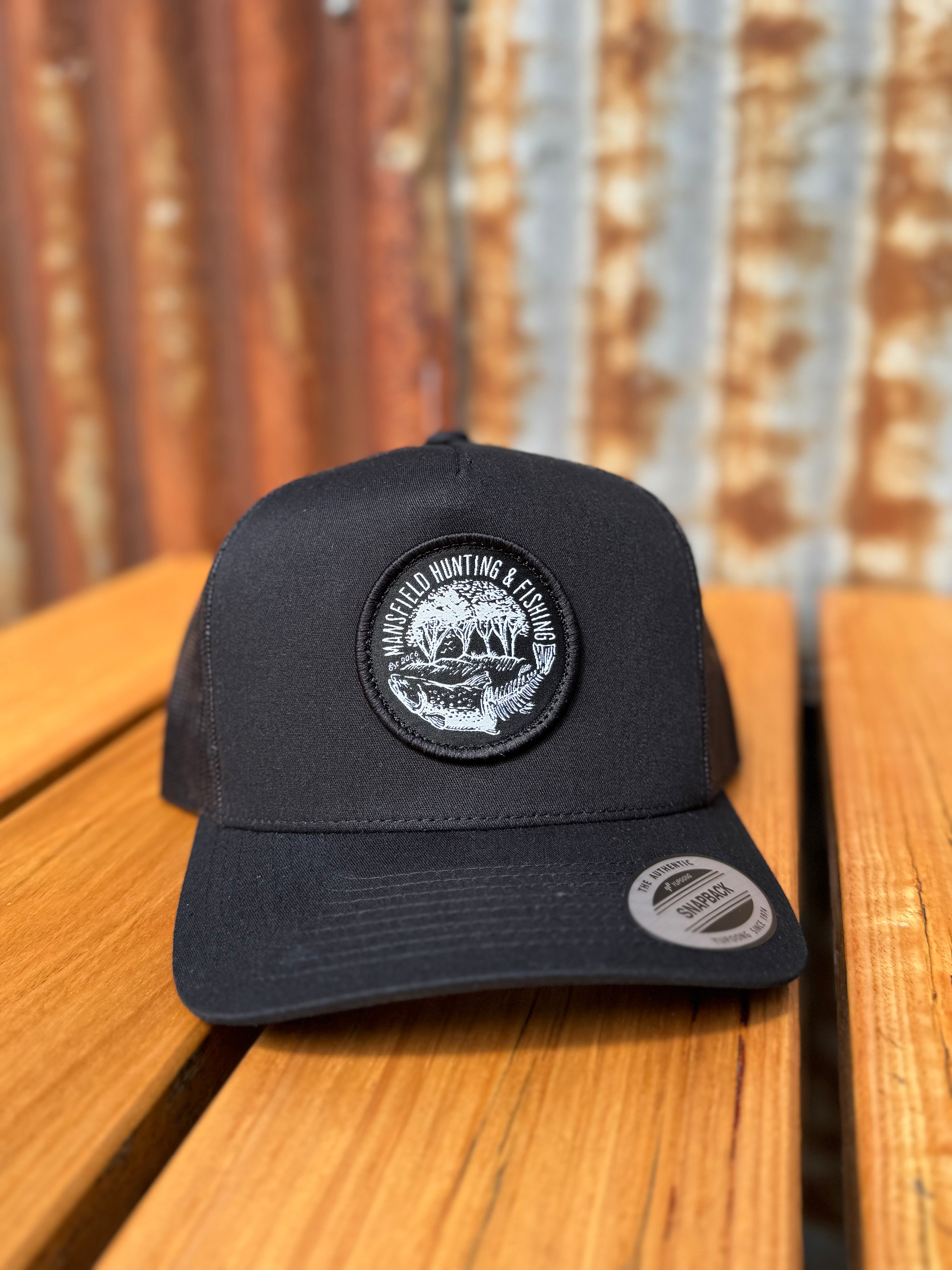 MHF Skeleton Trout Trucker Cap - Black/Black - BLACK - Mansfield Hunting & Fishing - Products to prepare for Corona Virus