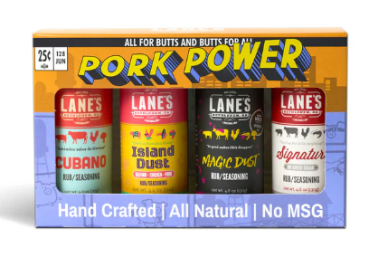 Lanes Small 4 Rub Gift Pack - Pork Power - - Mansfield Hunting & Fishing - Products to prepare for Corona Virus