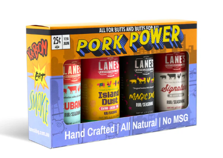 Lanes Small 4 Rub Gift Pack - Pork Power - - Mansfield Hunting & Fishing - Products to prepare for Corona Virus