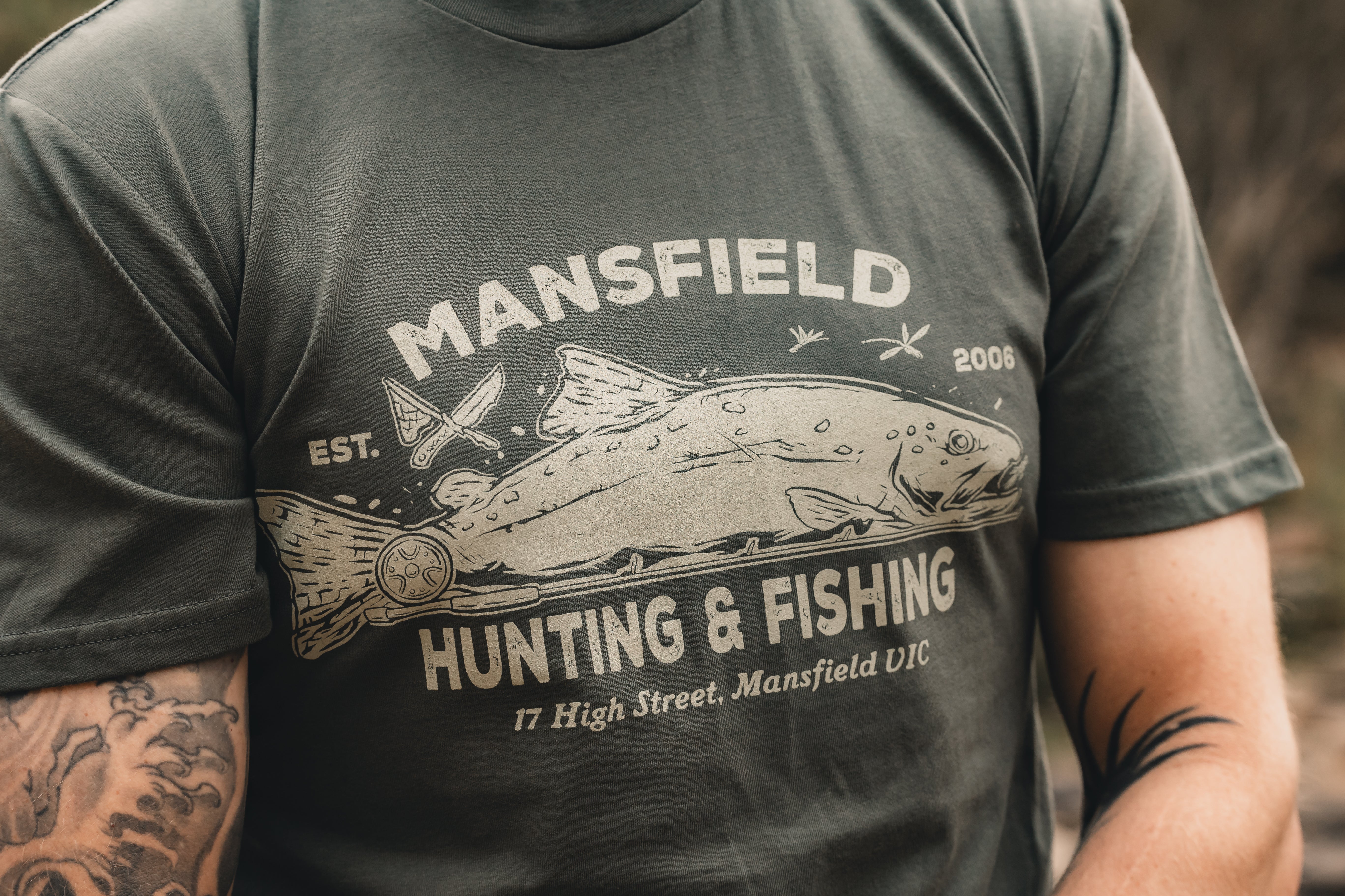 MHF Mens Trout Tee - Cypress - - Mansfield Hunting & Fishing - Products to prepare for Corona Virus