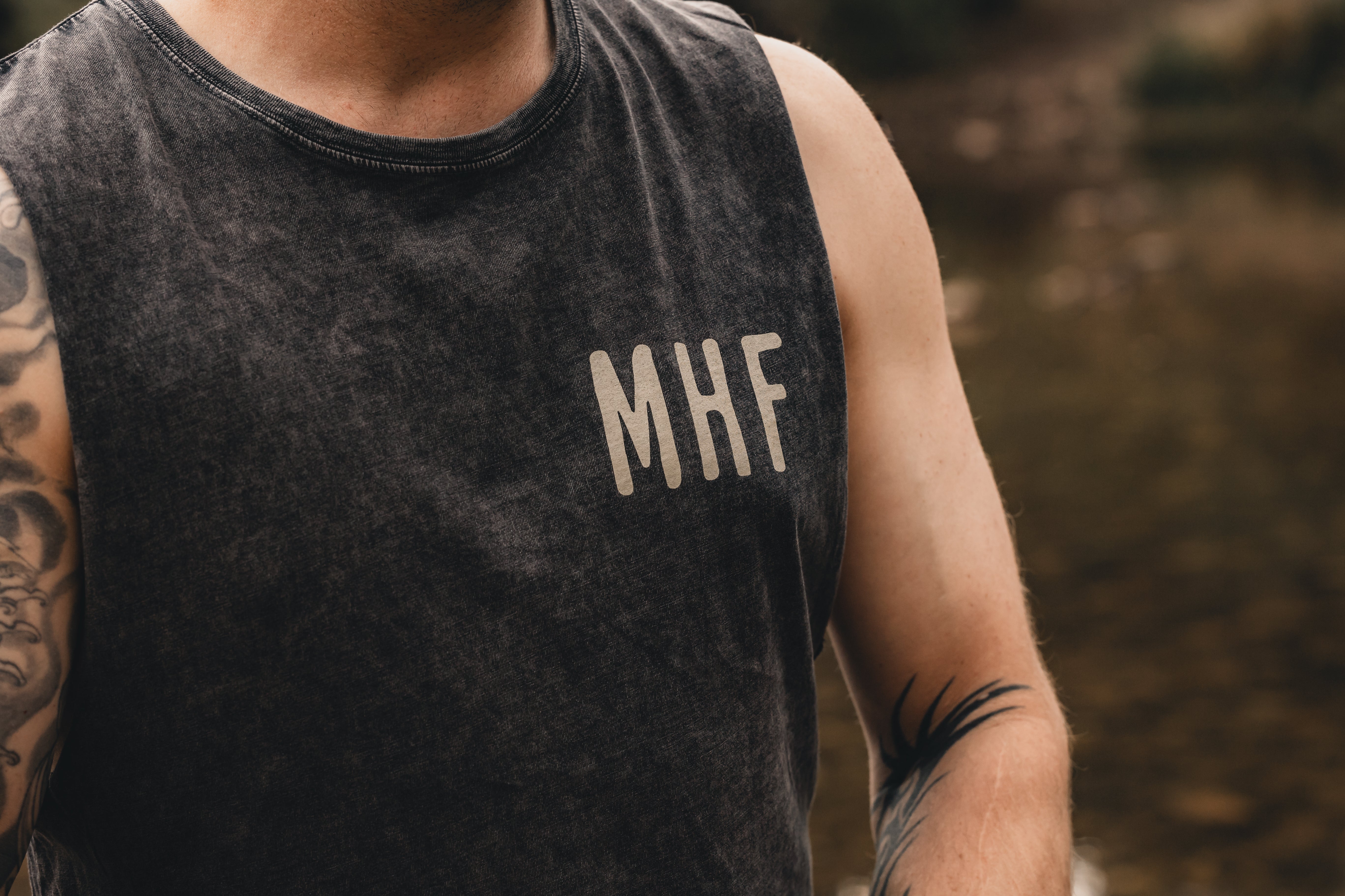 MHF Stonewash Stamp Singlet - Black - - Mansfield Hunting & Fishing - Products to prepare for Corona Virus