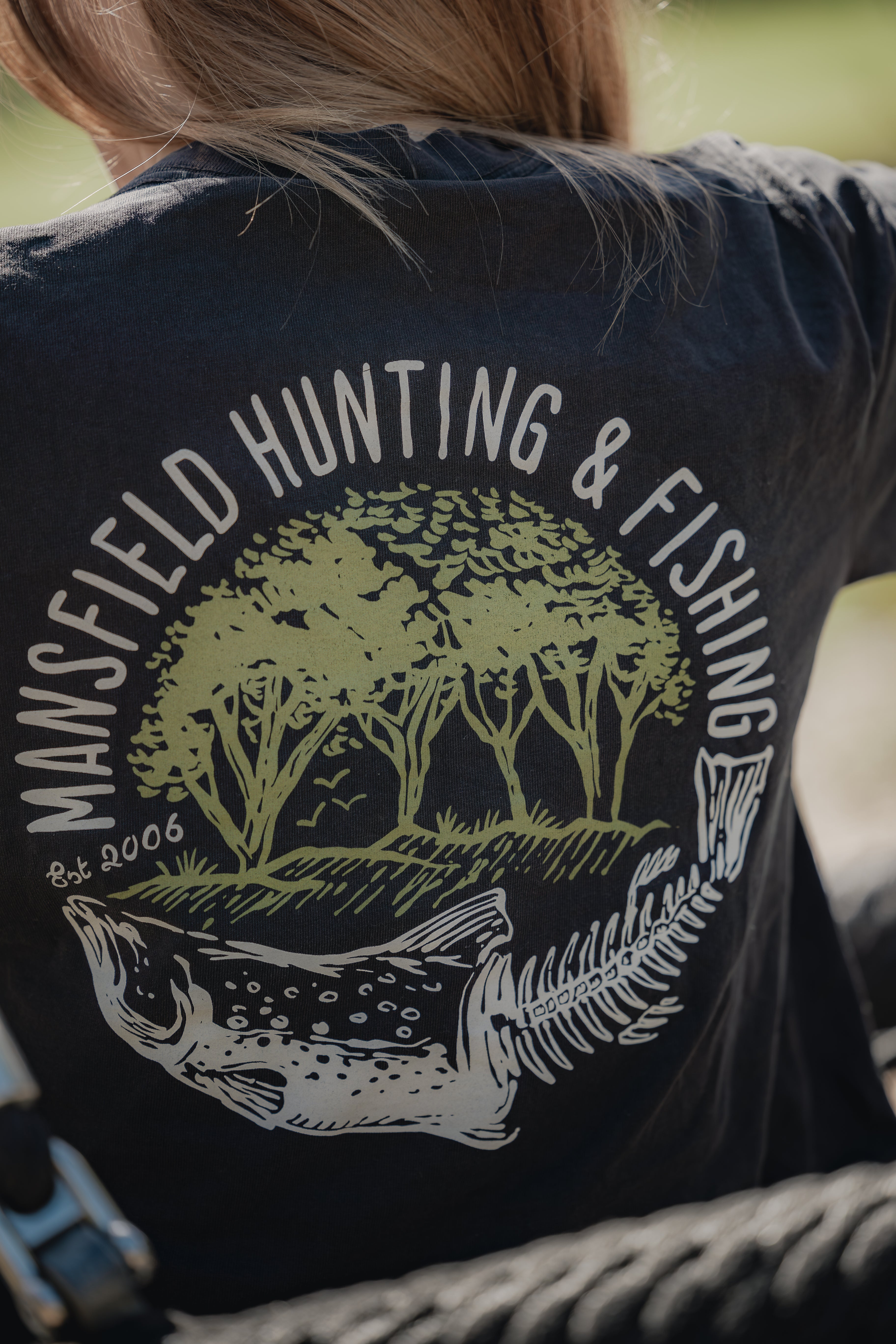 MHF Womens Skeleton Trout T-Shirt - Faded Black - XS / FADED BLACK - Mansfield Hunting & Fishing - Products to prepare for Corona Virus