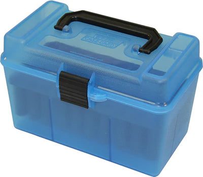 MTM 50rd Ammo Box Deluxe 243/308 Blue - - Mansfield Hunting & Fishing - Products to prepare for Corona Virus