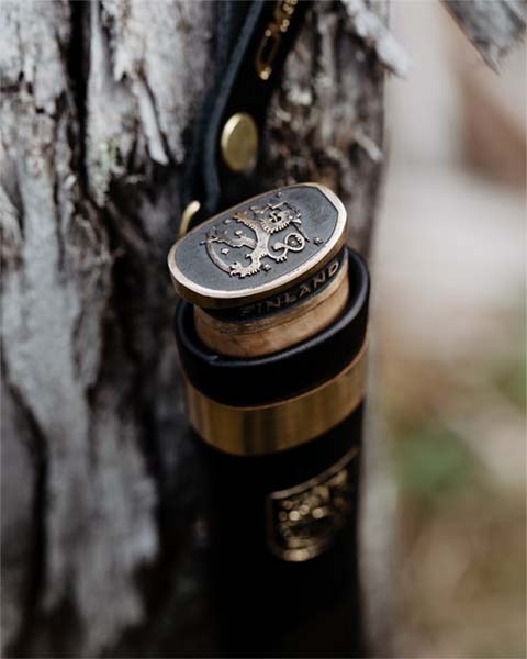 Marttiini 11cm Stainless Steel Suomi Knife (Waxed Curly Birch & Bronze Ferrules With Black Leather Sheath) - - Mansfield Hunting & Fishing - Products to prepare for Corona Virus