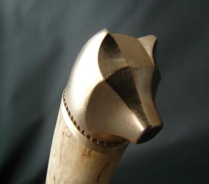 Marttiini 11cm Carbon Steel Bear Hunting Knife Boxed (Curly Birch With Bronze Bear Head And Brown Leather Sheath) - - Mansfield Hunting & Fishing - Products to prepare for Corona Virus