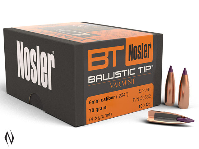 Nosler 243 70gr Ballistic Tip Projectiles - 100pk - - Mansfield Hunting & Fishing - Products to prepare for Corona Virus