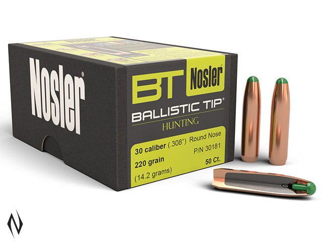 Nosler 308 220gr RN Ballistic Tip Projectiles - 50PK -  - Mansfield Hunting & Fishing - Products to prepare for Corona Virus