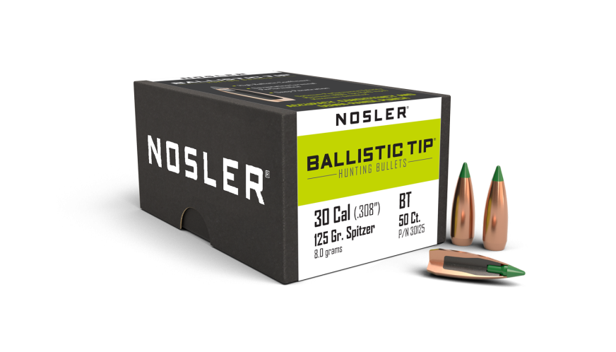 Nosler Ballistic Tip 30 cal 125 Gr Projectiles - 50pk - - Mansfield Hunting & Fishing - Products to prepare for Corona Virus