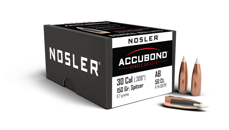 Nosler Accubond 30 cal 150gr Spitzer Projectiles - 50pk - - Mansfield Hunting & Fishing - Products to prepare for Corona Virus