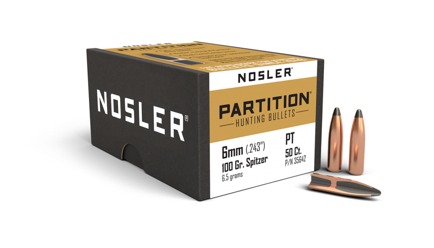 Nosler Partition 6mm 100gr Projectiles - 50pk - - Mansfield Hunting & Fishing - Products to prepare for Corona Virus