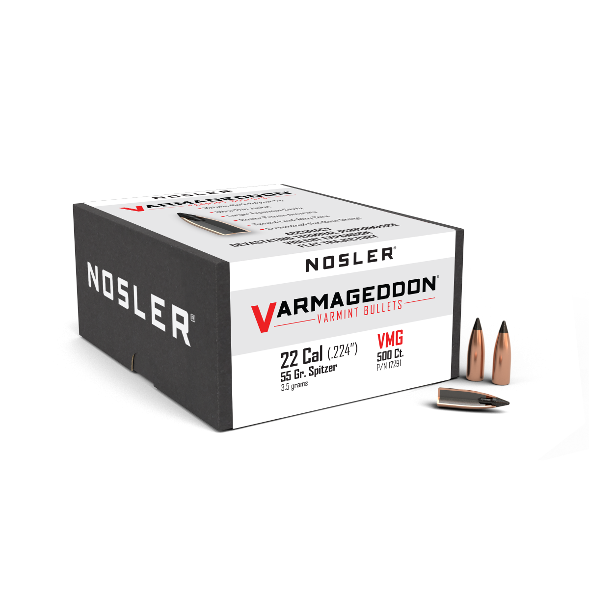 Nosler Varmageddon 22 cal 55gr Tip Projectiles - 500pk -  - Mansfield Hunting & Fishing - Products to prepare for Corona Virus